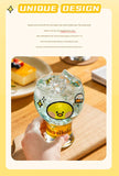 Mini Cartoon Glass Tumbler 400ml,Cute Beer and Juice Cup for Cold Drinks(Brown bear)