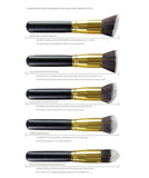 10-Piece Black silver Makeup Brush Set - Large and Small Brushes for Professional Beauty Application