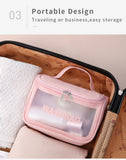 PVC Transparent Cosmetic Bag,Waterproof Portable Travel Organizer with Handle(Sky blue)