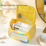 PVC Transparent Cosmetic Bag,Waterproof Portable Travel Organizer with Handle(Yellow)