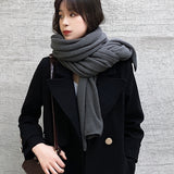 Beige Imitation Cashmere Solid Scarf - Warm Winter Shawl for Men and Women
