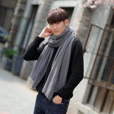White Imitation Cashmere Solid Scarf - Warm Winter Shawl for Men and Women