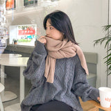 Khaki Imitation Cashmere Solid Scarf - Warm Winter Shawl for Men and Women