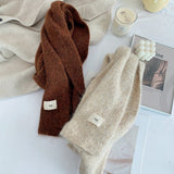 Brown Cozy Knit Scarf - Soft Wool-Blend Winter Neck Wrap, Warm and Stylish