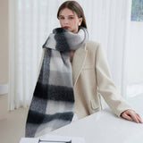 Winter Luxe Warm Oversized Scarf-Cozy Thick Plaid Wrap, European Chic Style(Pink plaid)