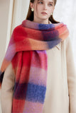Winter Luxe Warm Oversized Scarf-Cozy Thick Plaid Wrap, European Chic Style(Pink plaid)