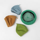 Gray-blue Linen Knit Beret - Classic Soft and Stylish Headwear