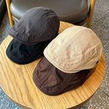 Retro Newsboy Cap - Unisex Vintage Flat Beret with Visor(Apricot )
