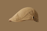 Retro Newsboy Cap - Unisex Vintage Flat Beret with Visor(Khaki)