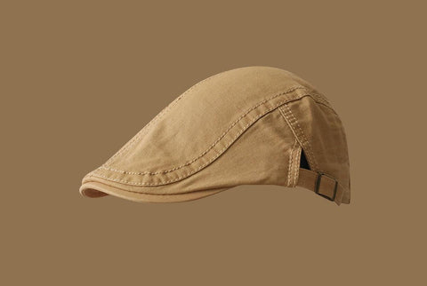 Retro Newsboy Cap - Unisex Vintage Flat Beret with Visor(Khaki)