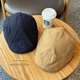 Retro Newsboy Cap - Unisex Vintage Flat Beret with Visor(Navy)