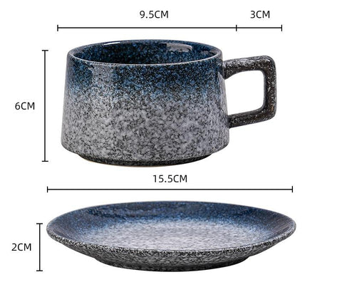 Vintage Ceramic Coffee Cup and Saucer Set - Elegant Afternoon Tea Set(Daisy Blue)