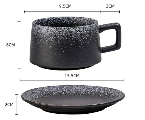 Vintage Ceramic Coffee Cup and Saucer Set - Elegant Afternoon Tea Set(Snow)