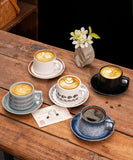 Vintage Ceramic Coffee Cup and Saucer Set - Elegant Afternoon Tea Set(Snow)