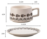 Vintage Ceramic Coffee Cup and Saucer Set - Elegant Afternoon Tea Set(Wave Fish White)