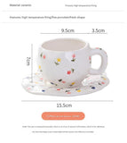 Hand-Painted Ceramic Coffee Cup and Saucer Set - Vintage Afternoon Tea(Red sunflowers)