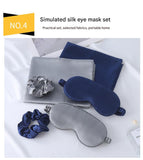 Luxury Satin Sleep Mask Gift Set,4-Piece with Pillowcase and Hair Accessories(Gold)