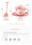 Hand-Painted Ceramic Coffee Mug and Saucer Set - Whimsical Afternoon Tea Cup with Spoon(White cloud-green)