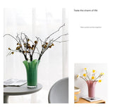 Nordic-Style Glass Vase - Elegant Fluted Flower Vase for Home Decor(Green)