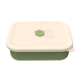 Dark green Microwave-Safe Silicone Lunch Box with 4 Compartments - Airtight Bento Box for Work and Travel