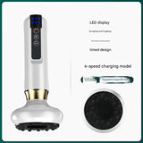 Rechargeable 6-Level Electric Cupping & Gua Sha Massager with LED Display & Magnetic Therapy Head(white)