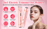 2-in-1 Ladies Electric Shaver & Trimmer - IPX7 Waterproof, USB-C Rechargeable, Dual Head Design(Blue)
