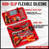 Set of 2 Non-Slip Flexible Silicone Tool Organizer Trays with Magnetic Parts Holder