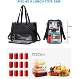Stylish Quilted Laptop & Lunch Tote Bag , Water-Resistant with Insulated Compartment & Clutch(White)