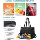 Stylish Quilted Laptop & Lunch Tote Bag , Water-Resistant with Insulated Compartment & Clutch(Green)