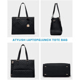 Stylish Quilted Laptop & Lunch Tote Bag , Water-Resistant with Insulated Compartment & Clutch(Brown)