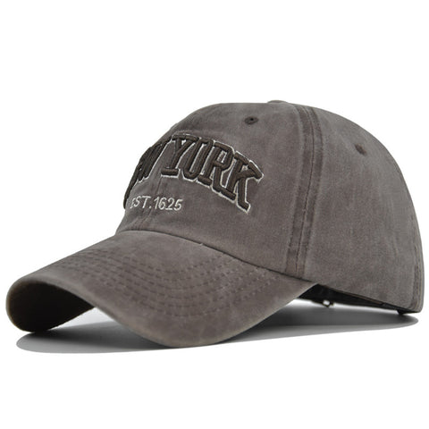 Vintage New York Est. 1625" Washed Cotton Baseball Cap - Adjustable & Unisex(Coffee)"