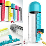 2-in-1 Water Bottle with 7-Day Pill Organizer - 600ml BPA-Free, Portable & Leakproof(Yellow)