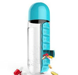 2-in-1 Water Bottle with 7-Day Pill Organizer - 600ml BPA-Free, Portable & Leakproof(Blue)