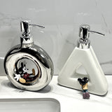 Modern Ceramic Soap & Lotion Dispenser - Unique Geometric Designs, 300ml Capacity(Triangular lotion bottle, milky white)