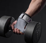 Heavy Duty Weightlifting Grips - Anti-Slip Cowhide Palm Protectors with Neoprene Wrist Support & Adjustable Straps(Purple)