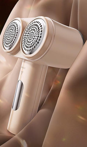 Dual-Head Electric Lint Remover - USB-C Rechargeable, LED Display, 7-Size Honeycomb Mesh(Yellow)