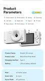 Student HD Digital Camera - 44MP, 8x Zoom, Autofocus, Dual Lens, Type-C Charging (white)