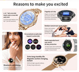 Elegant Women's Smartwatch,HD Touchscreen, Bluetooth Calls, Health Monitoring(gold)