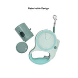 Blue 3M Retractable Dog Leash - Built-in LED Light (No Batteries) and Bag Holder