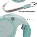 Blue 3M Retractable Dog Leash - Built-in LED Light (No Batteries) and Bag Holder