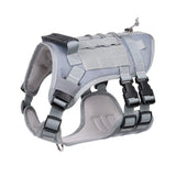 Gray Tactical Dog Training Harness - Adjustable Vest for Training and Walking - L