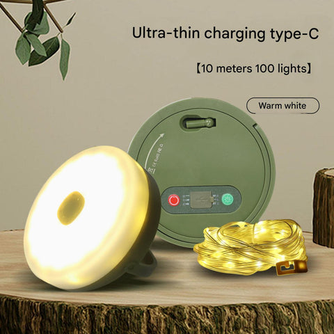Rechargeable LED Camping Light with 10m Retractable String Light (Warm White)