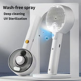 Pink Rechargeable Pet Grooming Brush with UVC Sterilizer & Mist Spray