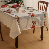 Embroidered Christmas Tablecloth - Embroidered Santa Claus, Reindeer (140*140cm)