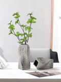 Silver Abstract Twisted Ceramic Vase - Artistic Minimalist Flower Holder for Home Decor (20x10x10cm)