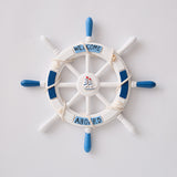 Nautical Wooden Rudder Wall Decor - 34cm Coastal Home Decor Accent (Blue and white rudder)