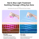 Rose Gold Electric Eye Massager Pen with Red & Blue Light Therapy - Heated Vibration Wand