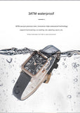 Rose gold case, white plate, red belt Ladies Quartz Watch - Classic Rectangular, Leather Band