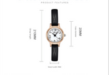 Rose shell white plate black belt Delicate Women's Watch - 20mm Roman Numeral Dial, Leather Strap