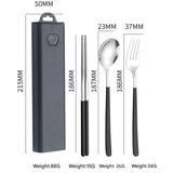 2 - pcs Black Reusable Travel Utensil Set with Case - 304 Stainless Steel Spoon, Fork & Chopsticks